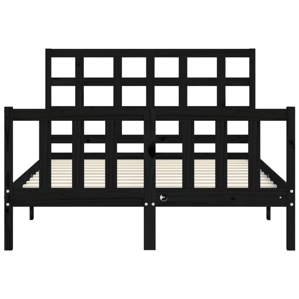 vidaXL Estructura de cama con cabecero madera maciza negro 120x200 cm