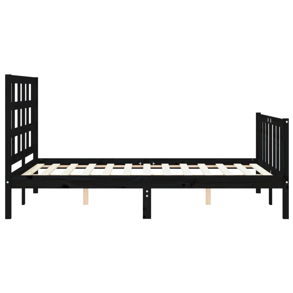 vidaXL Estructura de cama con cabecero madera maciza negro 120x200 cm