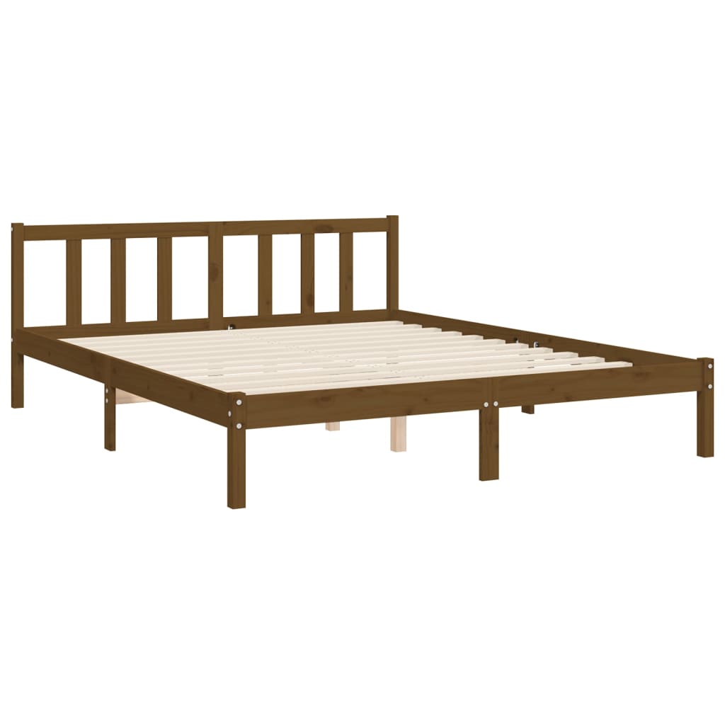 vidaXL Estructura de cama matrimonio con cabecero madera marrón miel