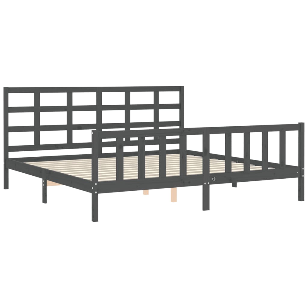 vidaXL Estructura de cama con cabecero madera maciza gris 200x200 cm