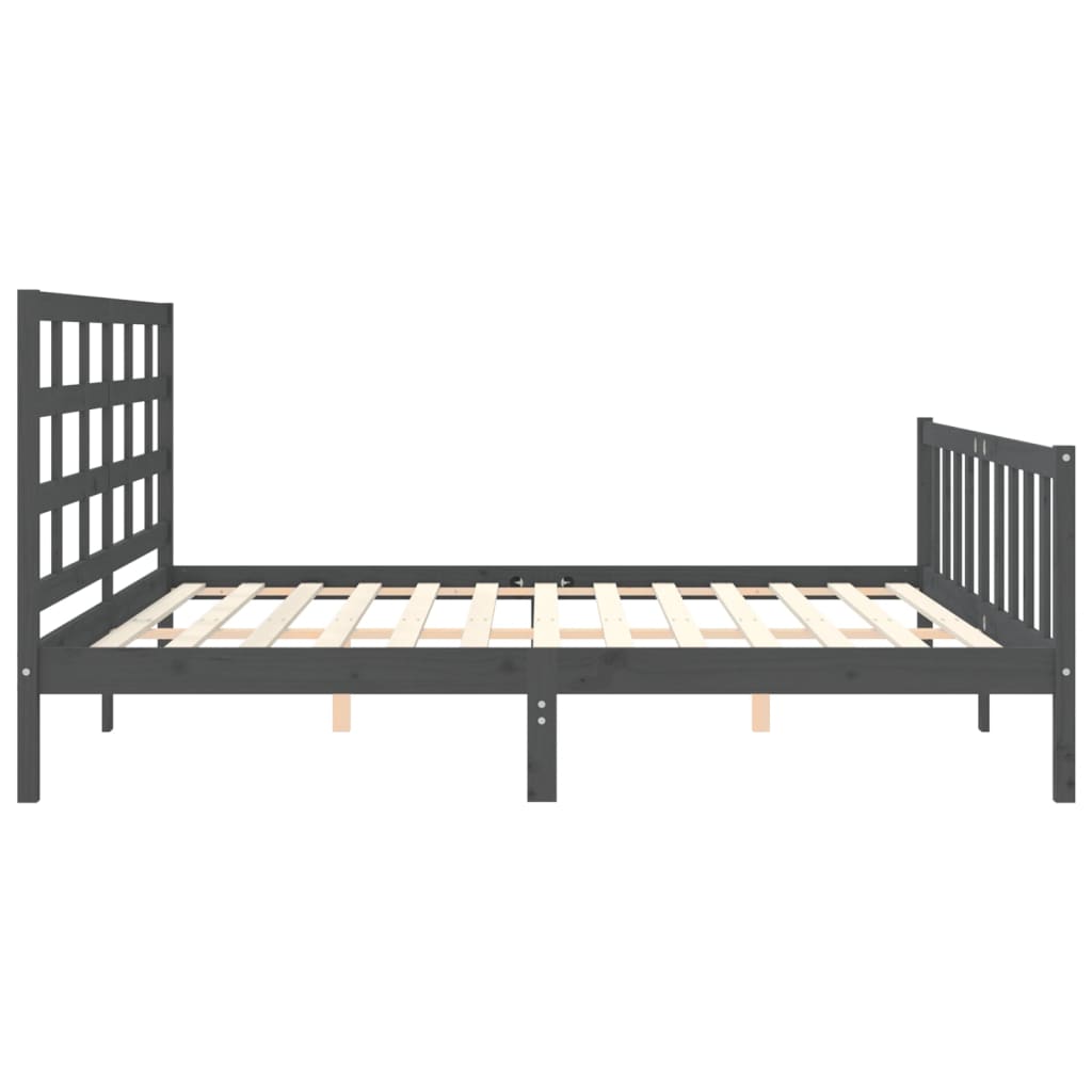 vidaXL Estructura de cama con cabecero madera maciza gris 200x200 cm