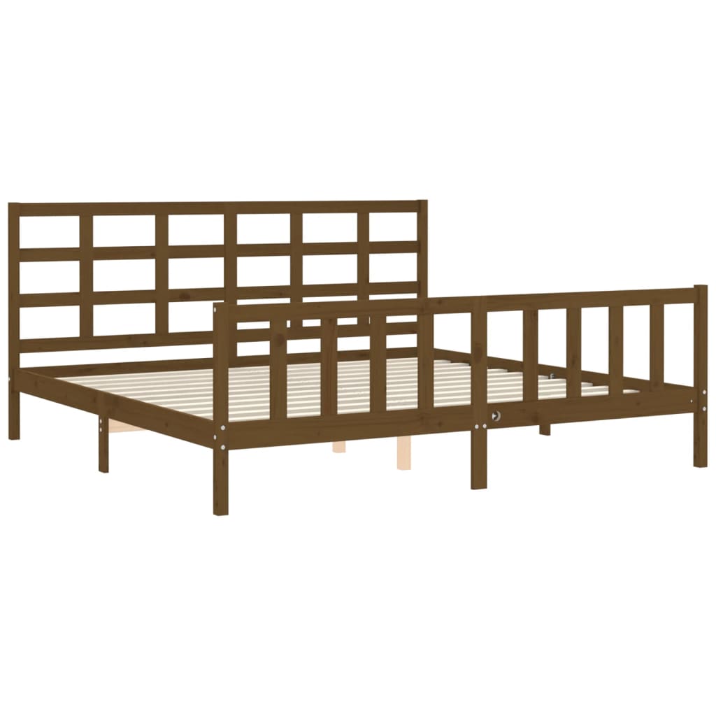 vidaXL Estructura cama y cabecero madera maciza marrón miel 200x200 cm