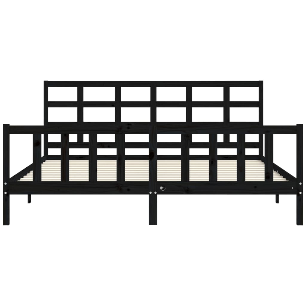 vidaXL Estructura de cama con cabecero madera maciza negro 200x200 cm