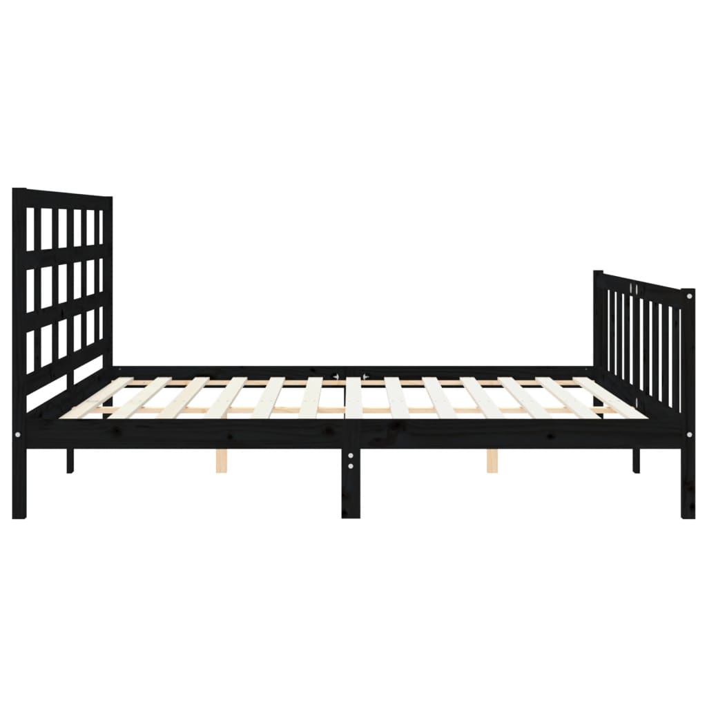 vidaXL Estructura de cama con cabecero madera maciza negro 200x200 cm