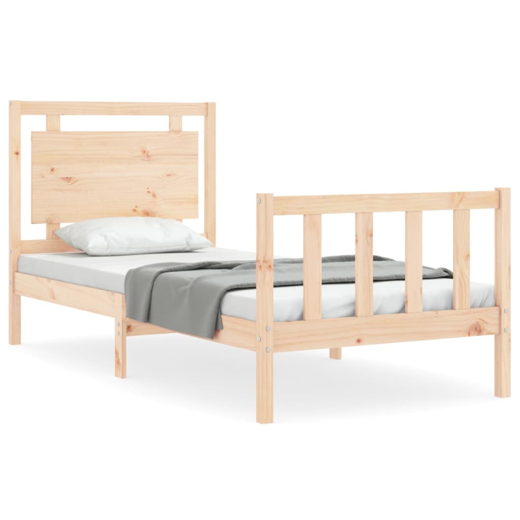 vidaXL Estructura de cama individual con cabecero madera maciza