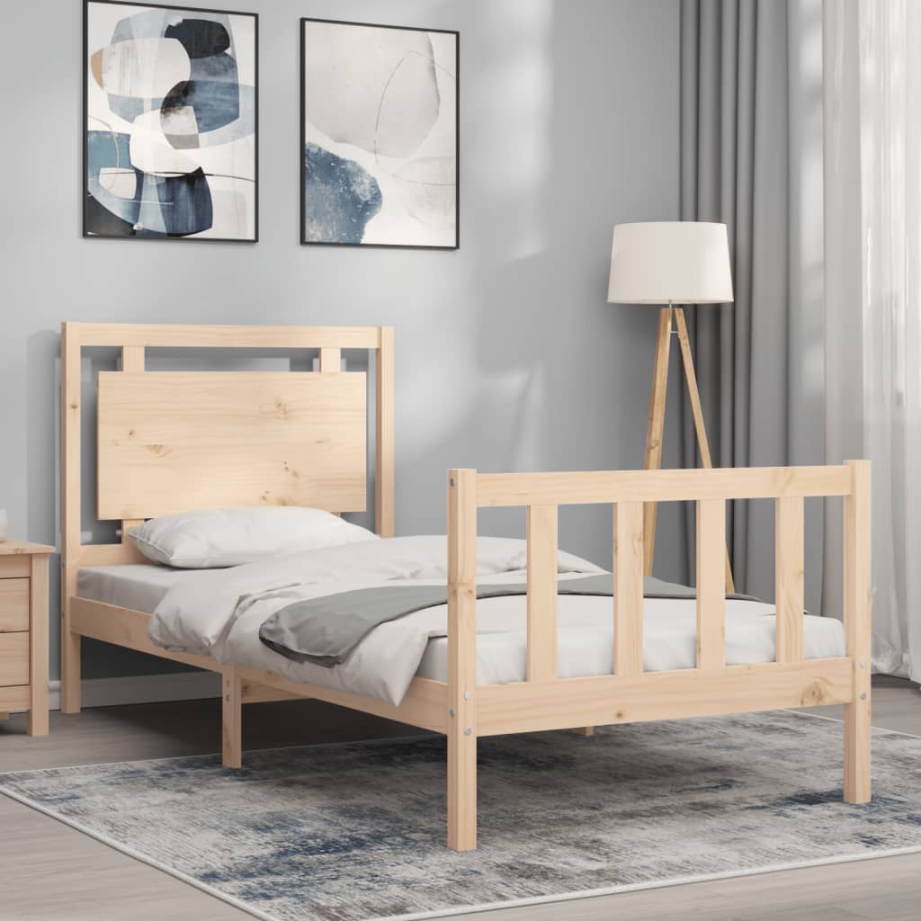 vidaXL Estructura de cama individual con cabecero madera maciza