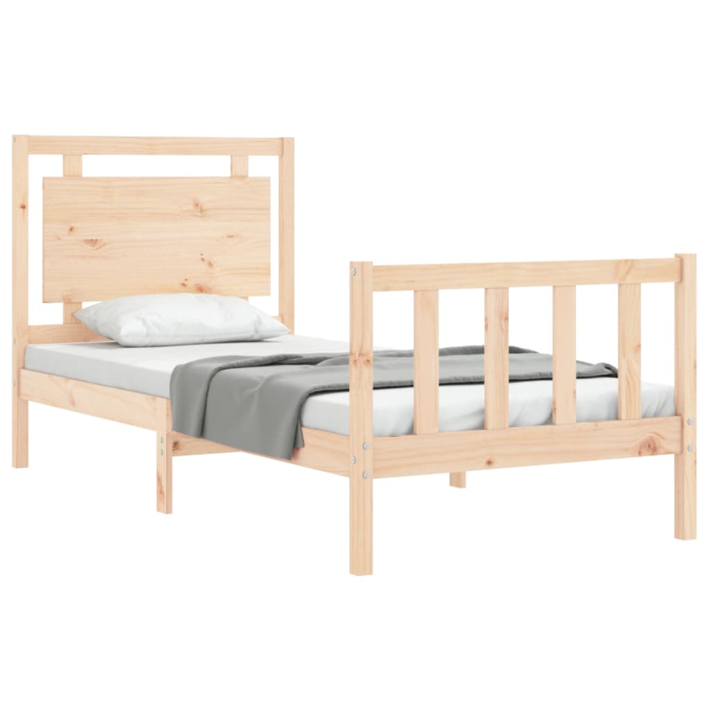 vidaXL Estructura de cama individual con cabecero madera maciza