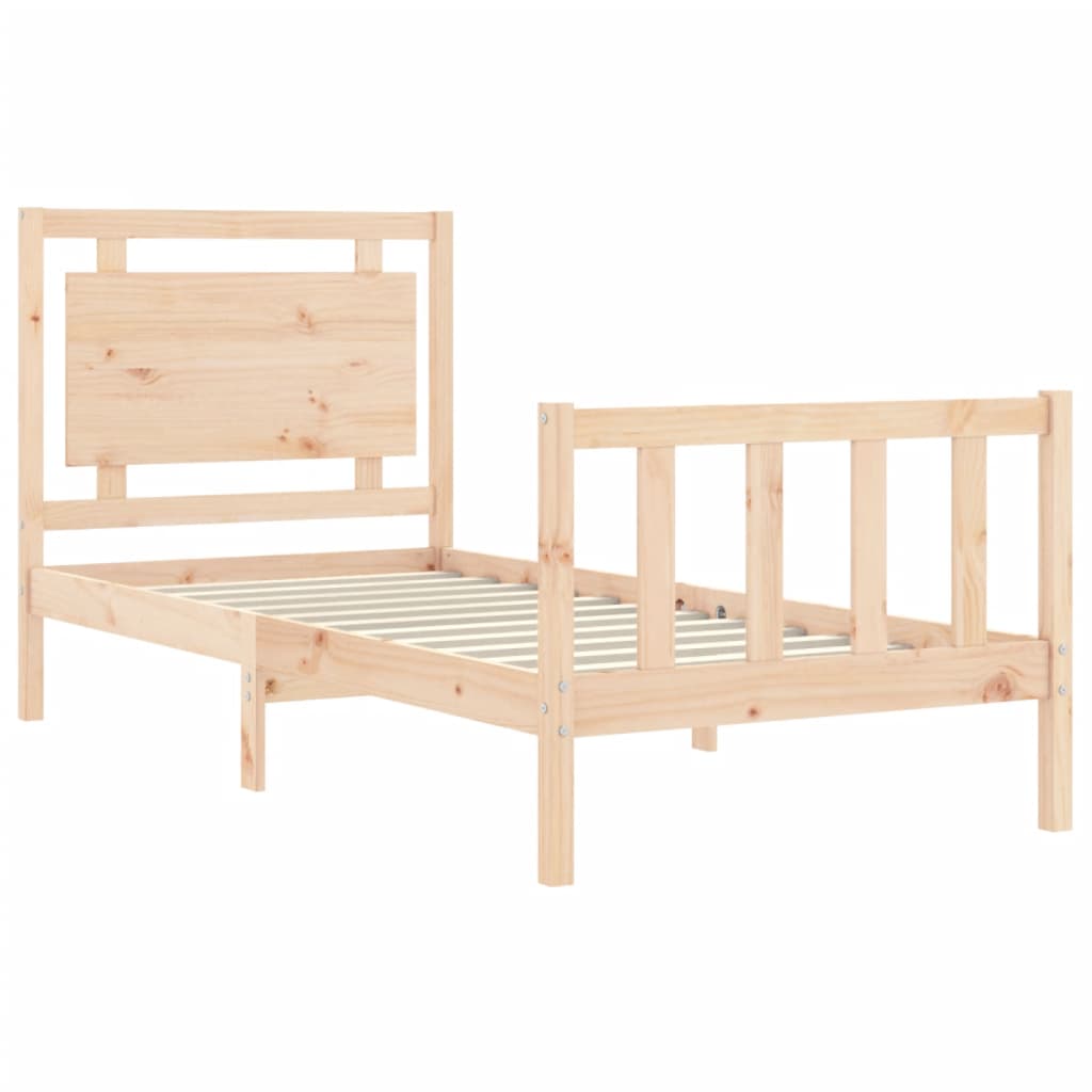 vidaXL Estructura de cama individual con cabecero madera maciza