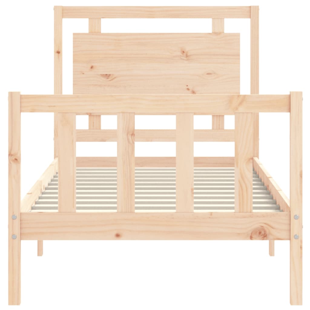 vidaXL Estructura de cama individual con cabecero madera maciza