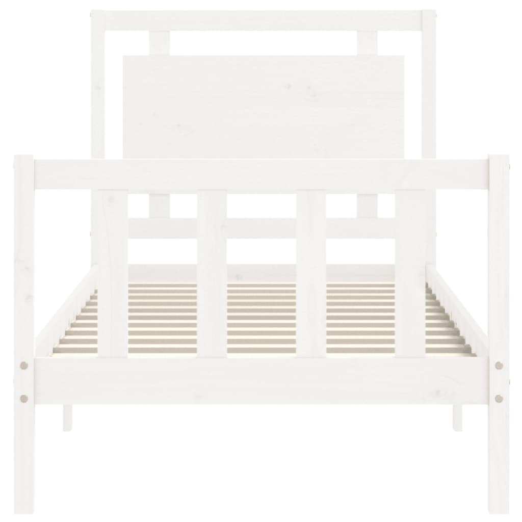 vidaXL Estructura de cama individual con cabecero madera maciza blanco