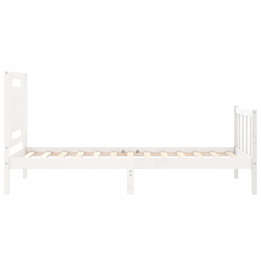 vidaXL Estructura de cama individual con cabecero madera maciza blanco