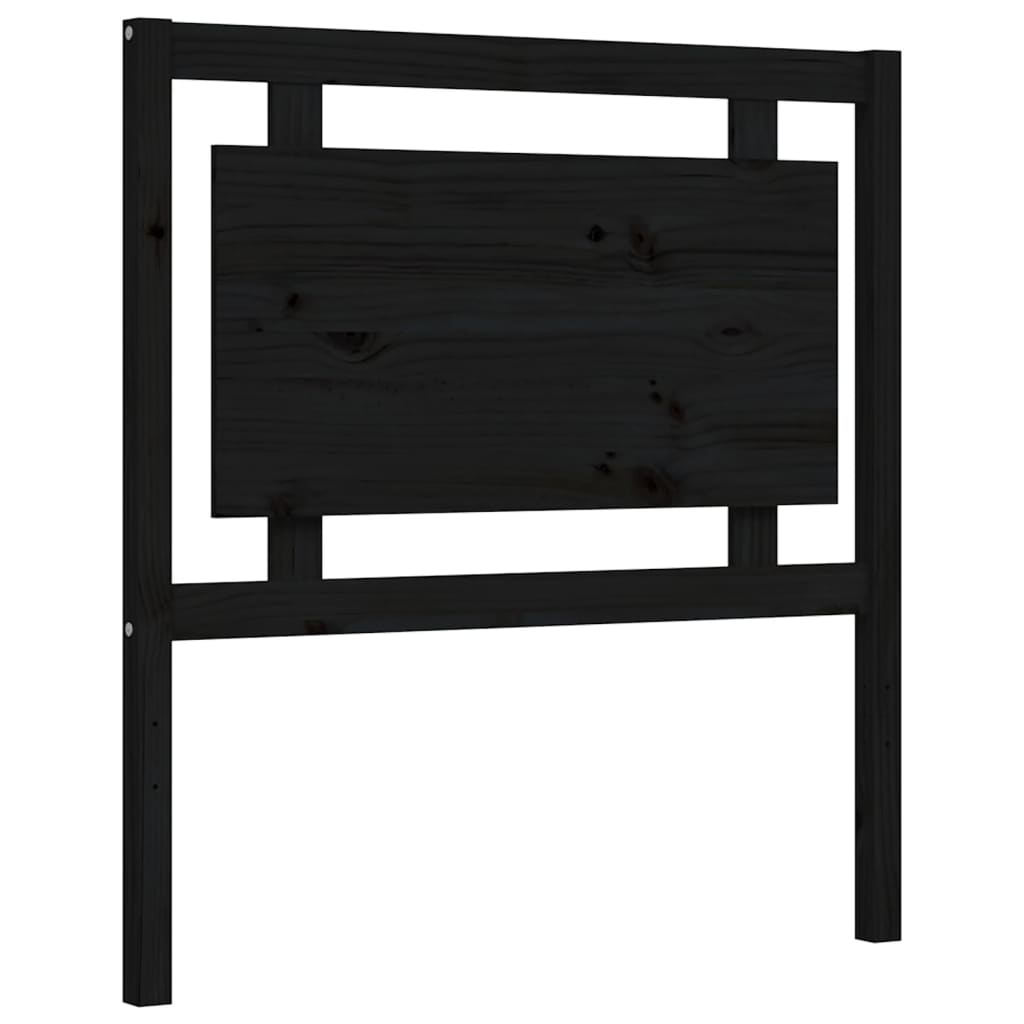 vidaXL Estructura de cama con cabecero madera maciza negro 90x190 cm