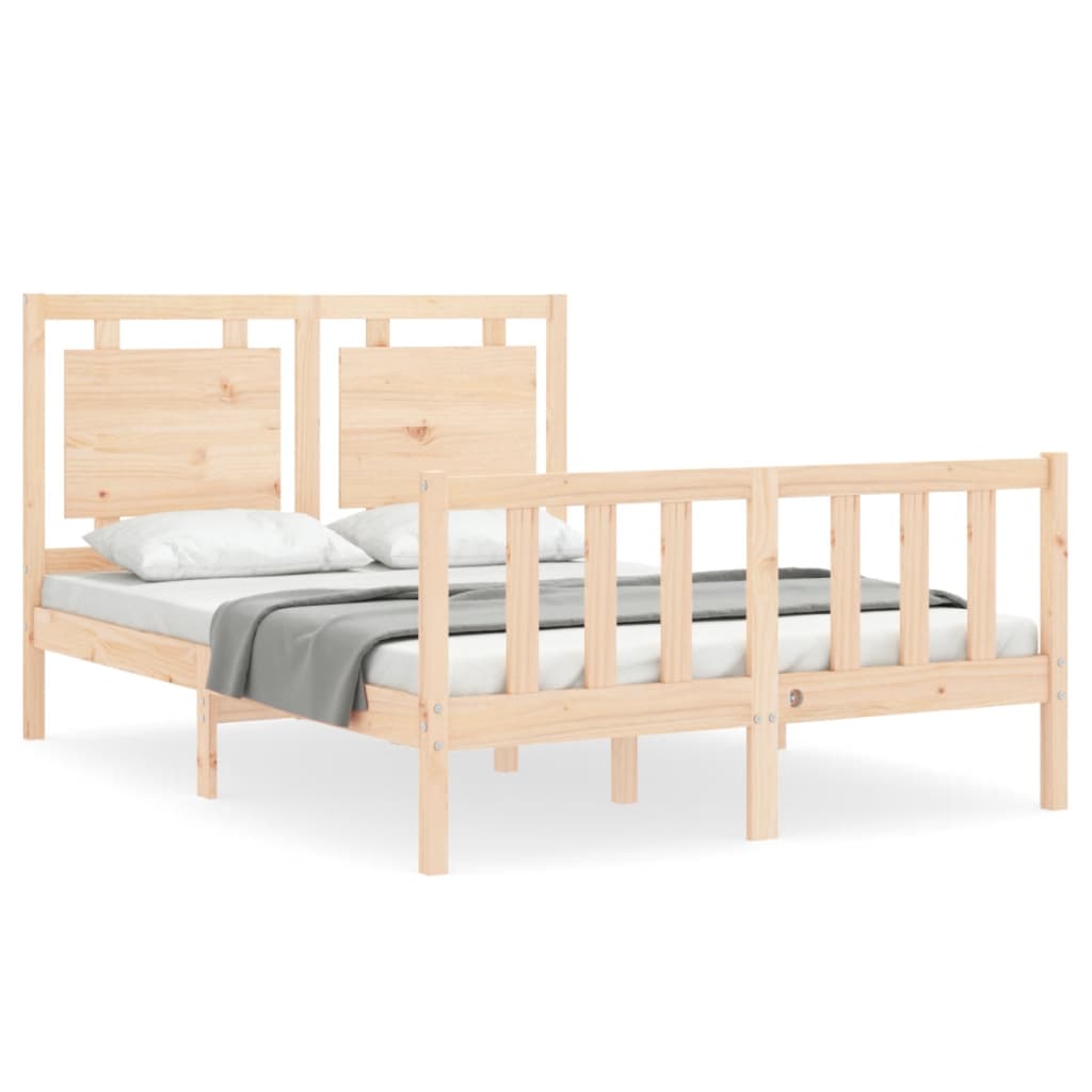 vidaXL Estructura de cama de matrimonio con cabecero madera maciza