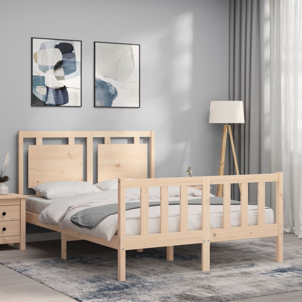 vidaXL Estructura de cama de matrimonio con cabecero madera maciza