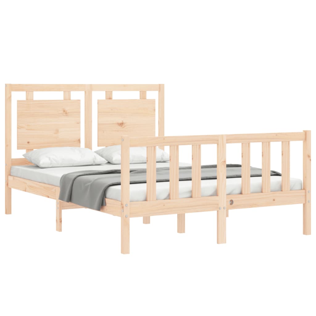 vidaXL Estructura de cama de matrimonio con cabecero madera maciza