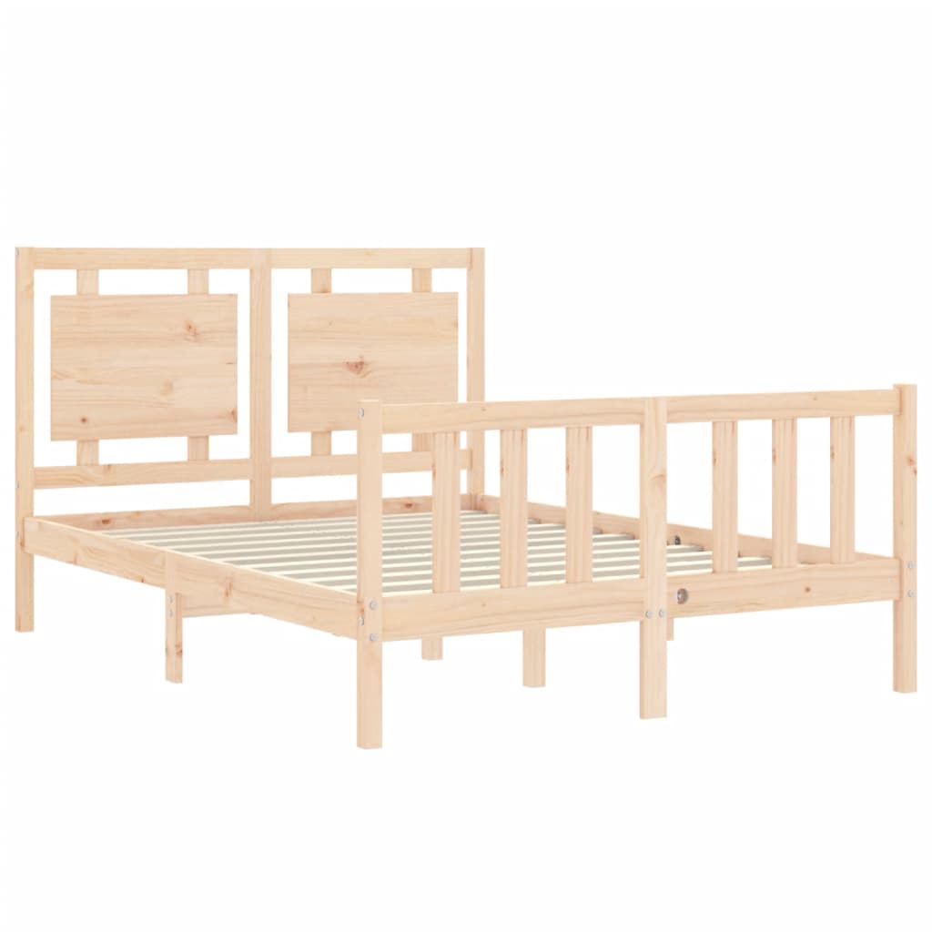 vidaXL Estructura de cama de matrimonio con cabecero madera maciza