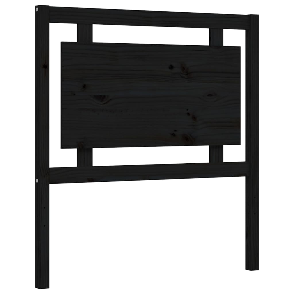 vidaXL Estructura de cama con cabecero madera maciza negro 90x200 cm