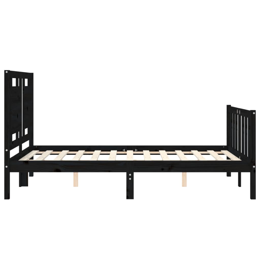 vidaXL Estructura de cama con cabecero madera maciza negro 120x200 cm