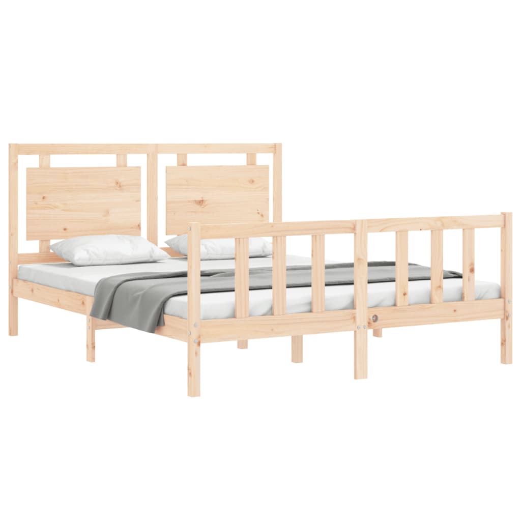 vidaXL Estructura de cama de matrimonio con cabecero madera maciza