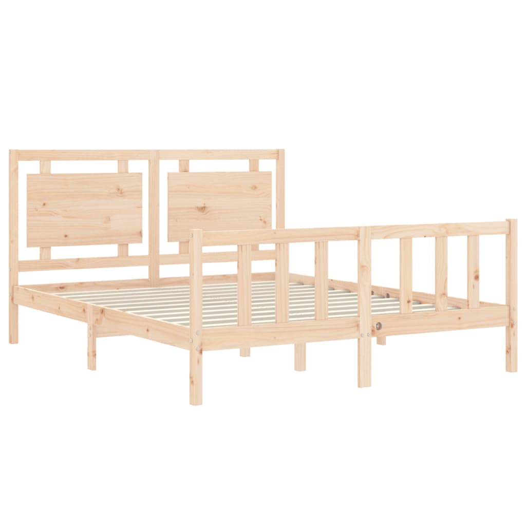 vidaXL Estructura de cama de matrimonio con cabecero madera maciza