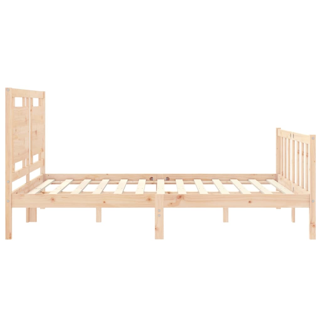 vidaXL Estructura de cama de matrimonio con cabecero madera maciza