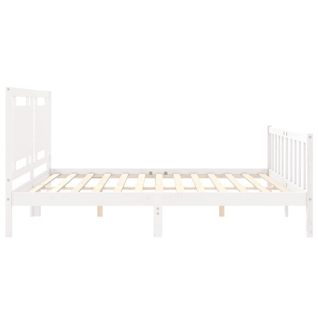 vidaXL Estructura de cama con cabecero madera maciza blanco 180x200 cm