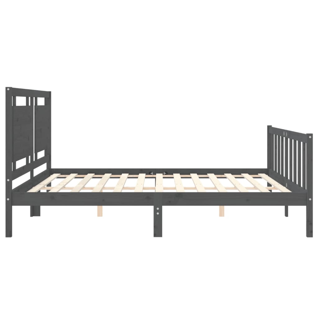 vidaXL Estructura de cama con cabecero madera maciza gris 200x200 cm