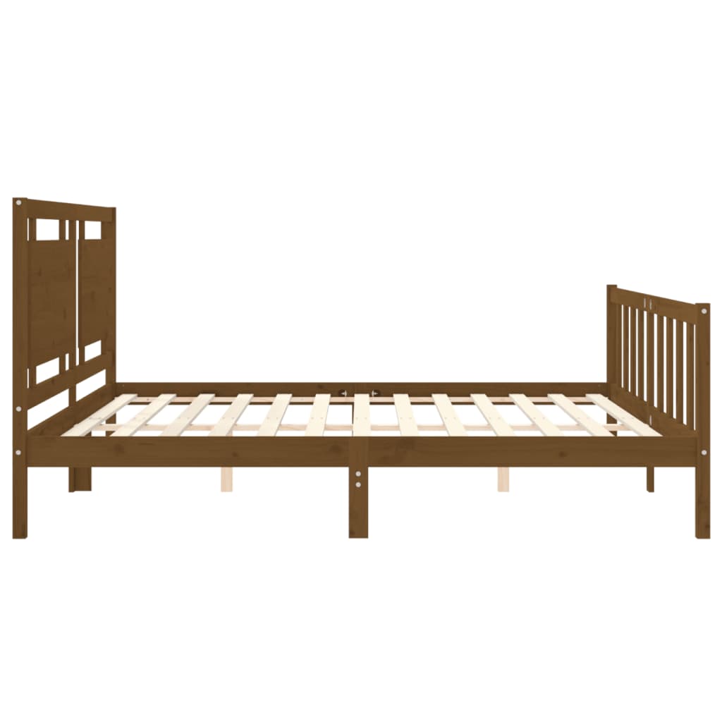 vidaXL Estructura cama y cabecero madera maciza marrón miel 200x200 cm