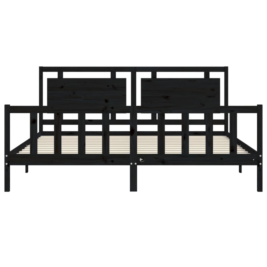 vidaXL Estructura de cama con cabecero madera maciza negro 200x200 cm