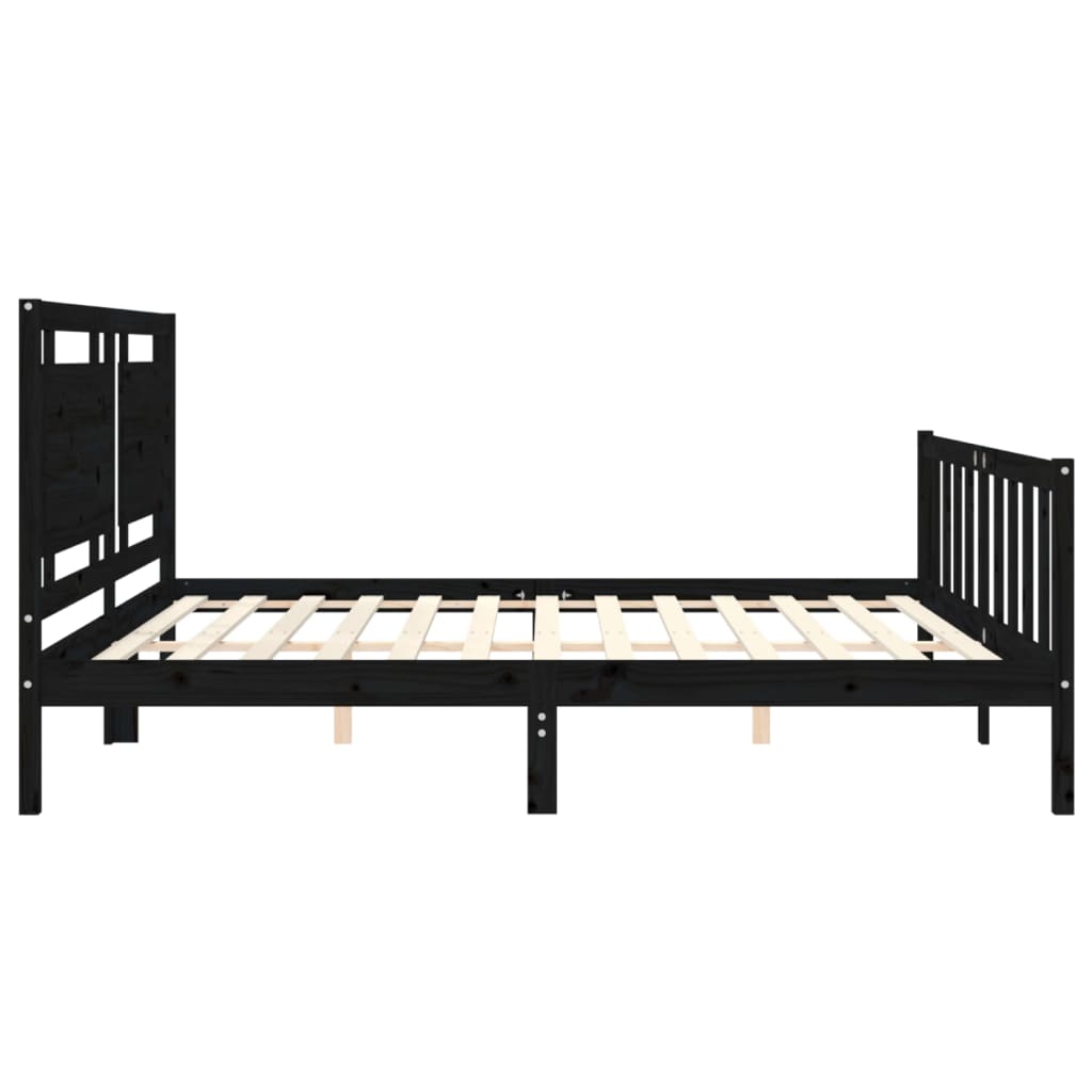 vidaXL Estructura de cama con cabecero madera maciza negro 200x200 cm