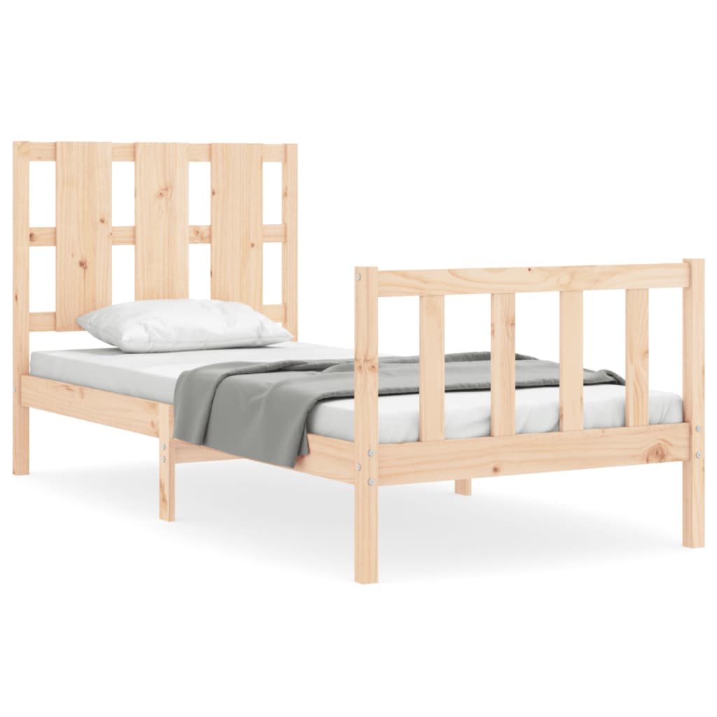 vidaXL Estructura de cama individual con cabecero madera maciza