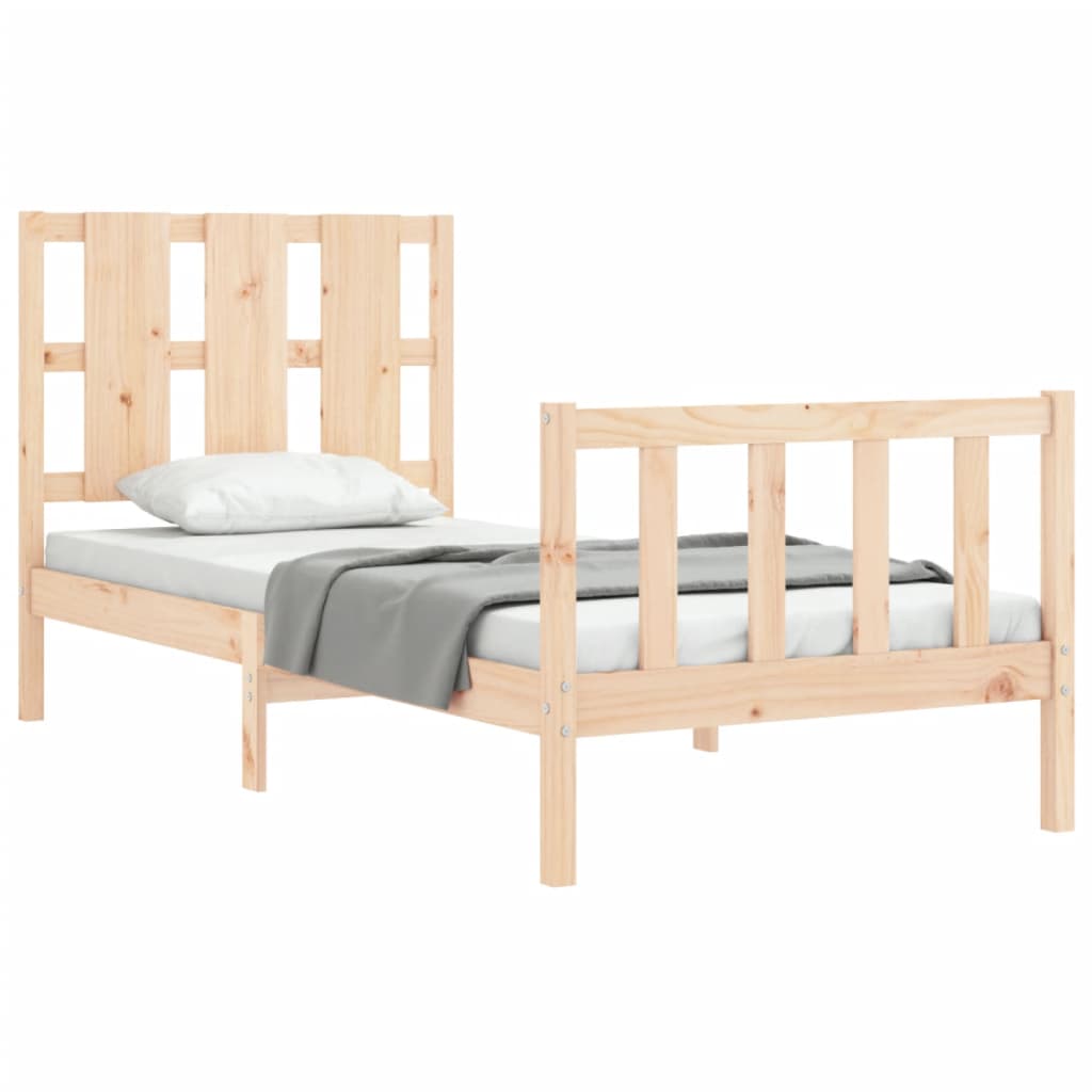 vidaXL Estructura de cama individual con cabecero madera maciza