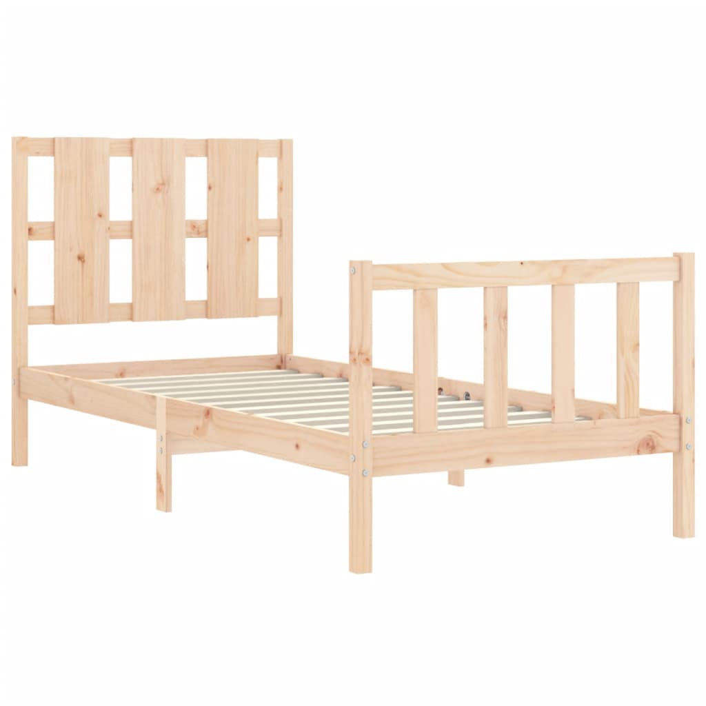 vidaXL Estructura de cama individual con cabecero madera maciza