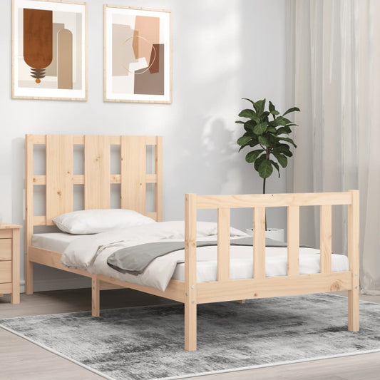 vidaXL Estructura de cama individual con cabecero madera maciza