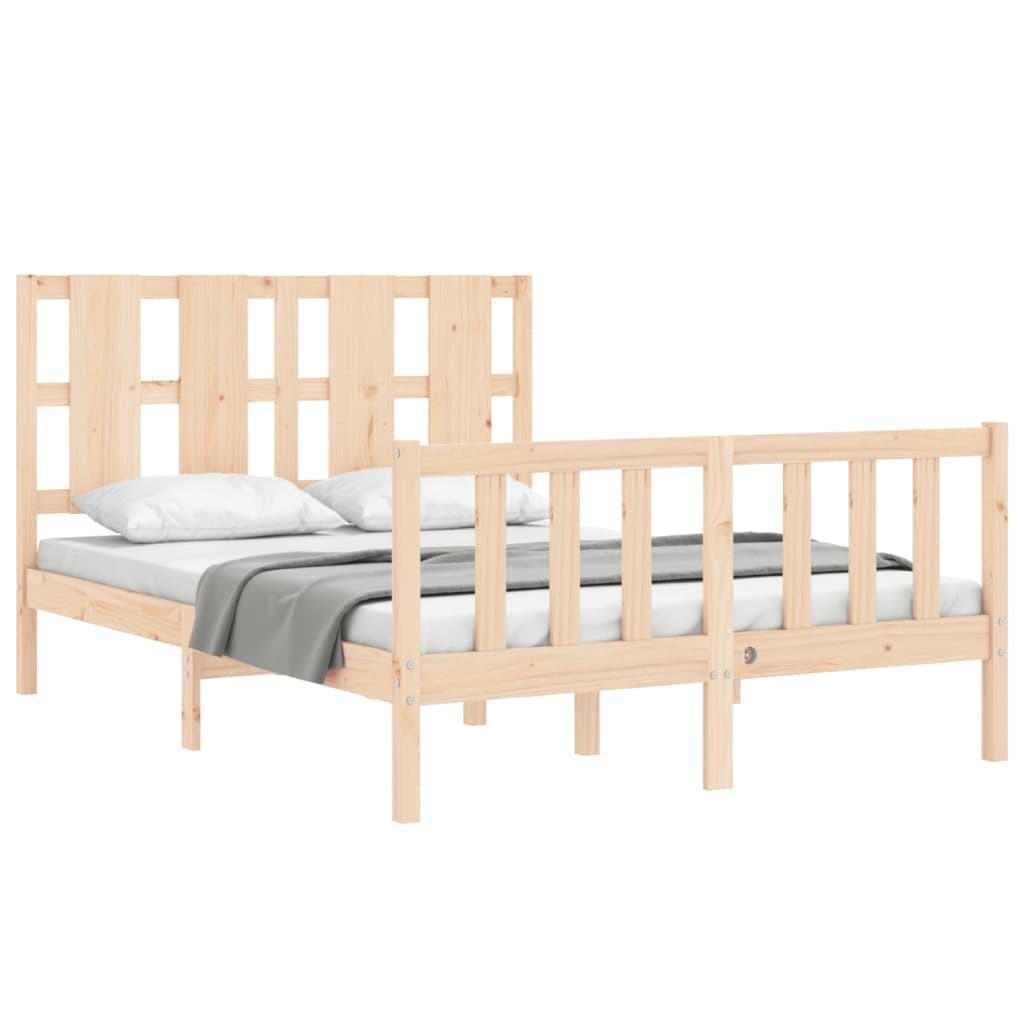 vidaXL Estructura de cama de matrimonio con cabecero madera maciza