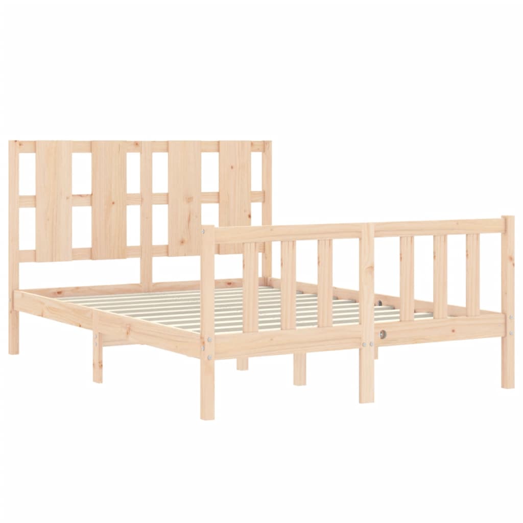 vidaXL Estructura de cama de matrimonio con cabecero madera maciza