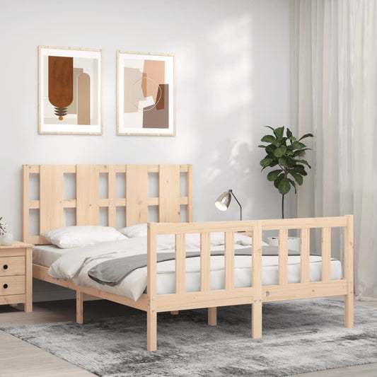 vidaXL Estructura de cama de matrimonio con cabecero madera maciza