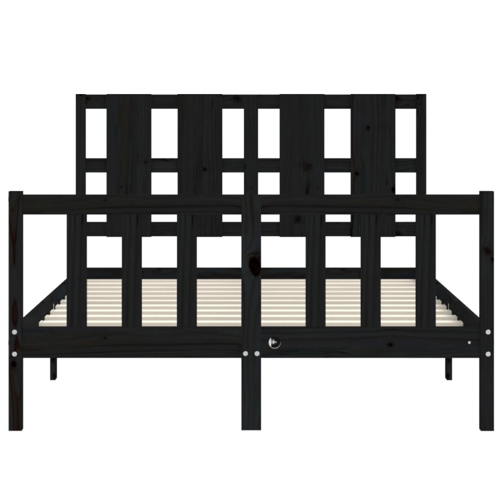 vidaXL Estructura de cama con cabecero madera maciza negro 140x190 cm