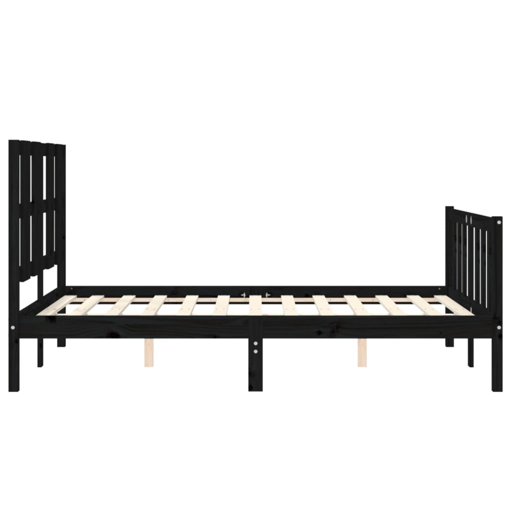 vidaXL Estructura de cama con cabecero madera maciza negro 140x190 cm