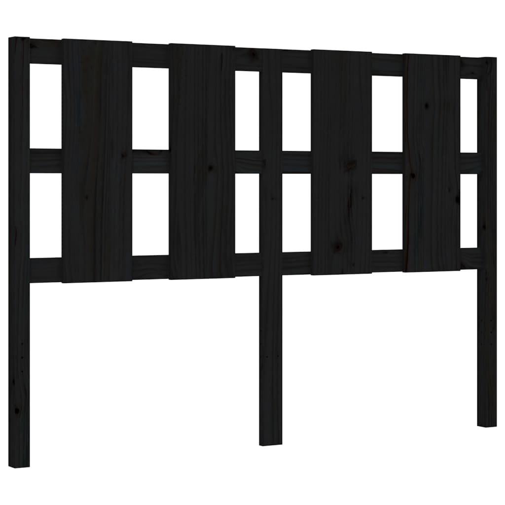 vidaXL Estructura de cama con cabecero madera maciza negro 140x190 cm