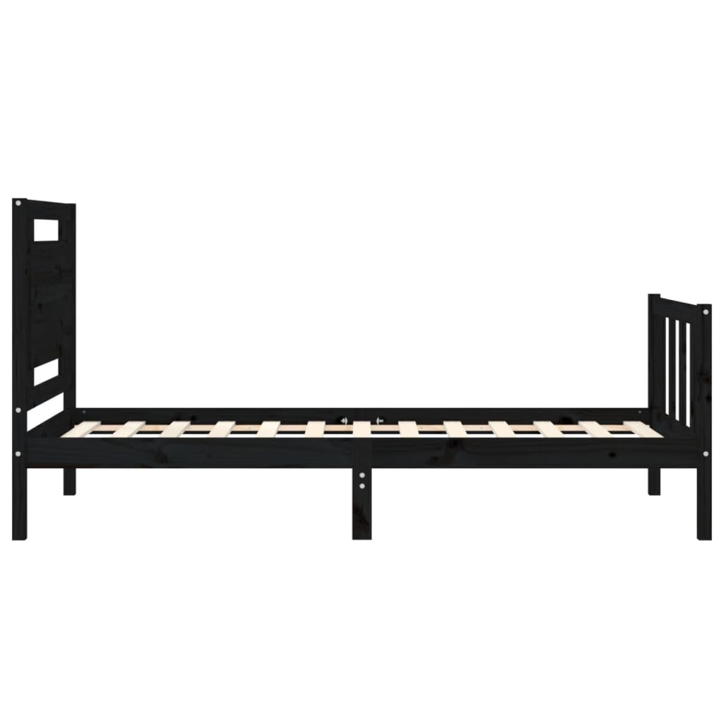 vidaXL Estructura de cama con cabecero madera maciza negro 100x200 cm