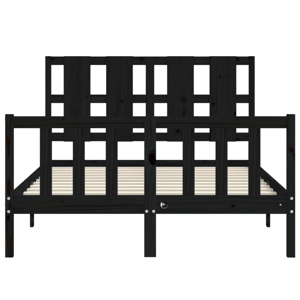 vidaXL Estructura de cama con cabecero madera maciza negro 120x200 cm