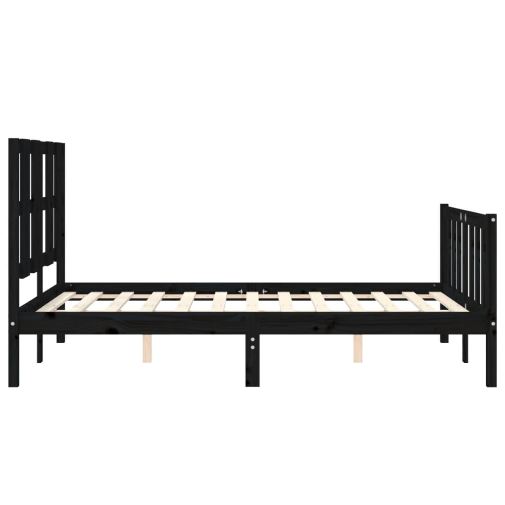 vidaXL Estructura de cama con cabecero madera maciza negro 120x200 cm