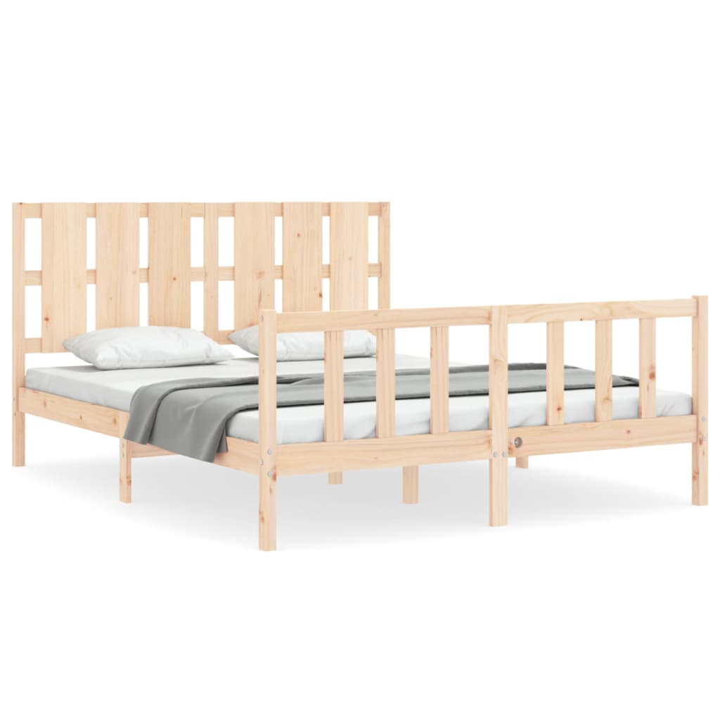 vidaXL Estructura de cama de matrimonio con cabecero madera maciza