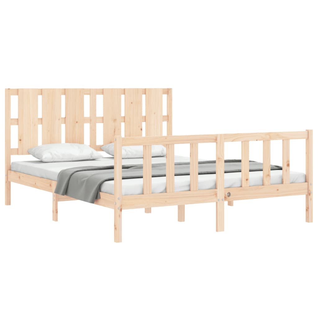 vidaXL Estructura de cama de matrimonio con cabecero madera maciza