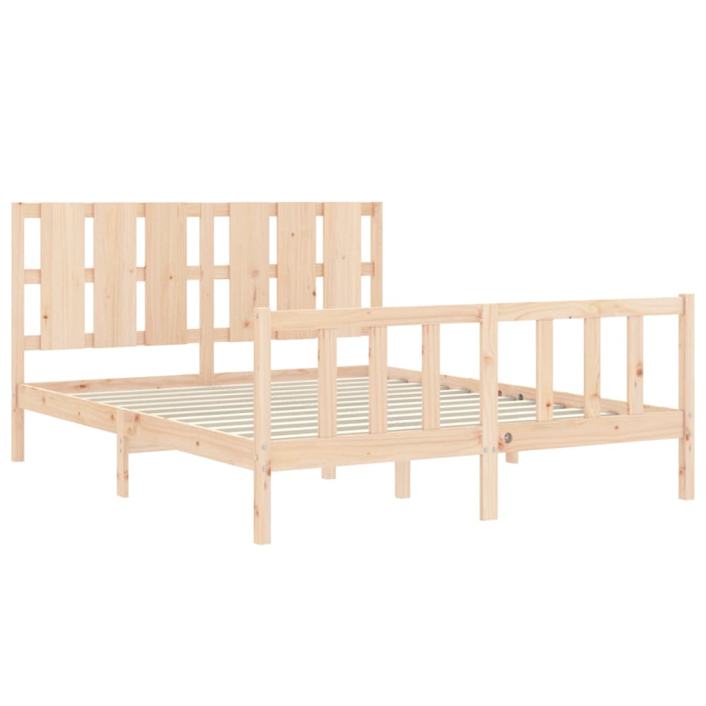 vidaXL Estructura de cama de matrimonio con cabecero madera maciza