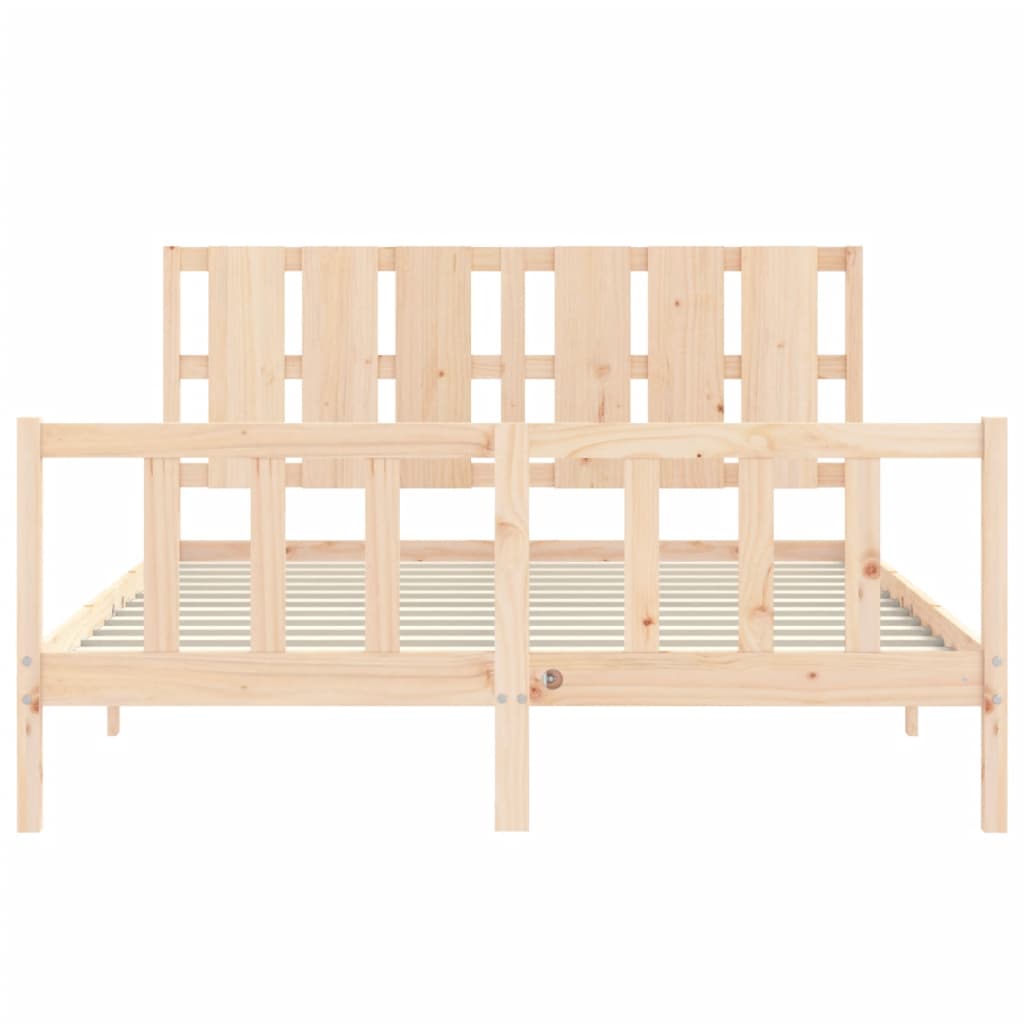 vidaXL Estructura de cama de matrimonio con cabecero madera maciza