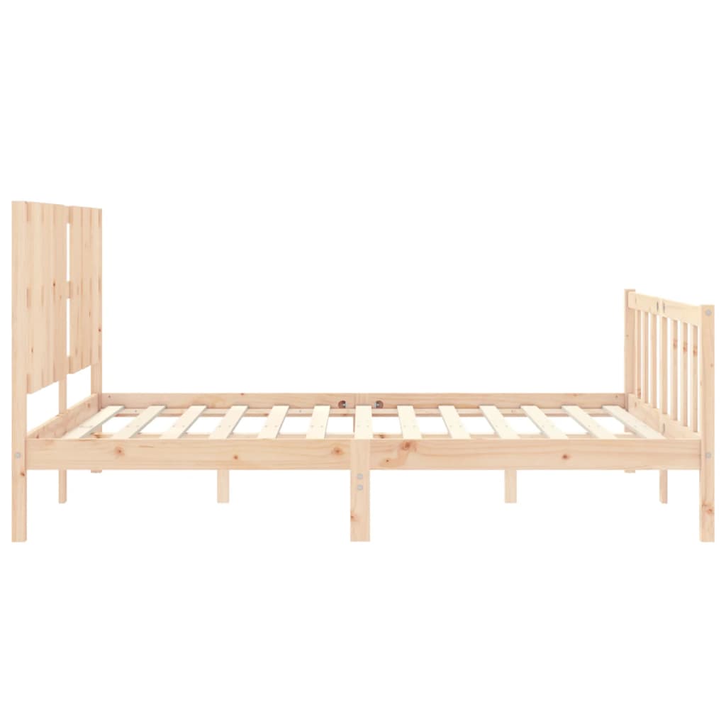 vidaXL Estructura de cama de matrimonio con cabecero madera maciza