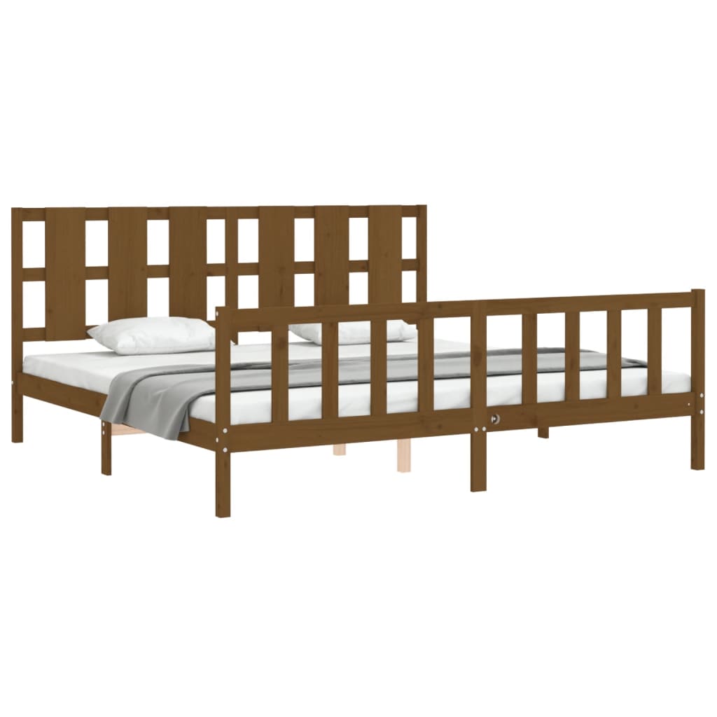 vidaXL Estructura cama y cabecero madera maciza marrón miel 200x200 cm