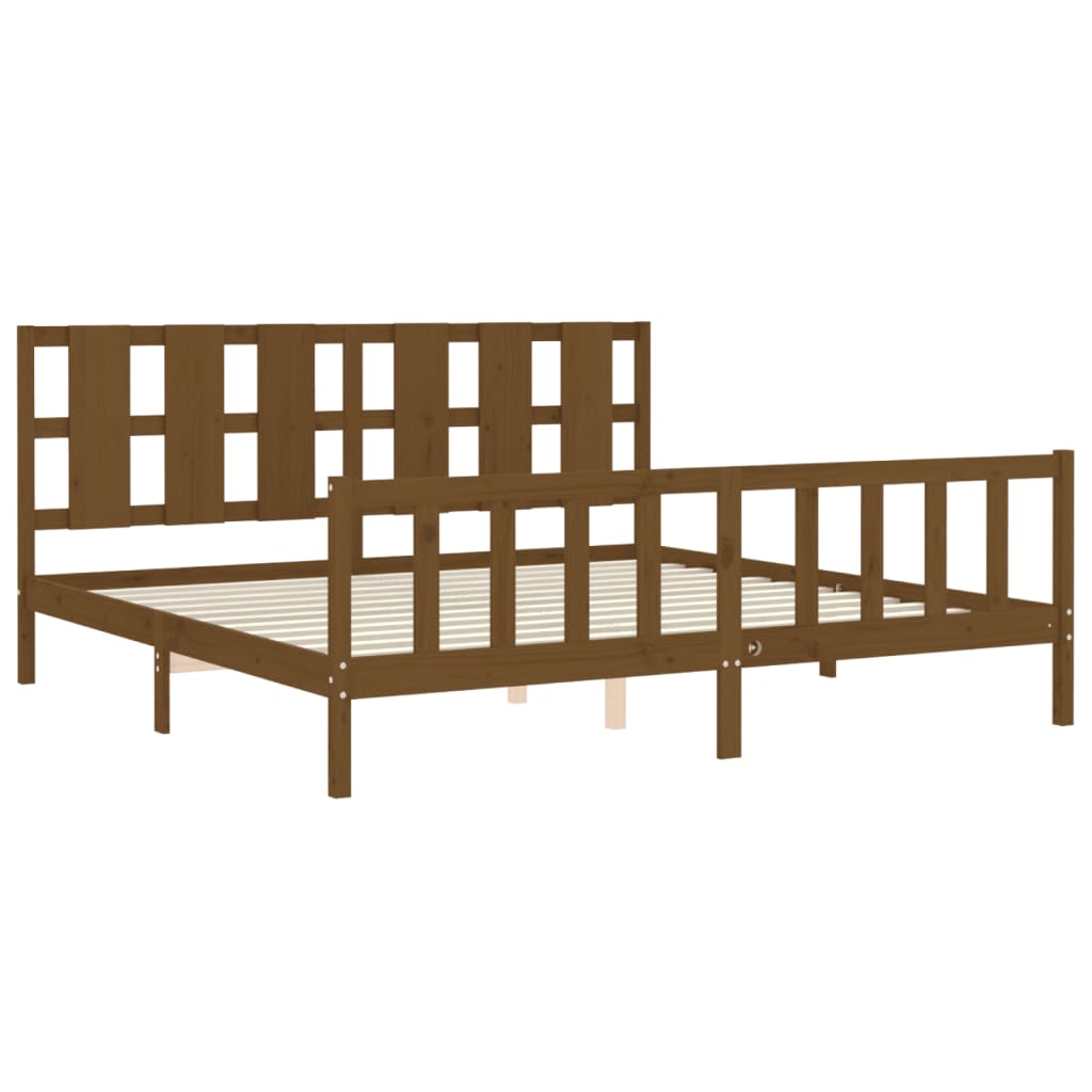 vidaXL Estructura cama y cabecero madera maciza marrón miel 200x200 cm